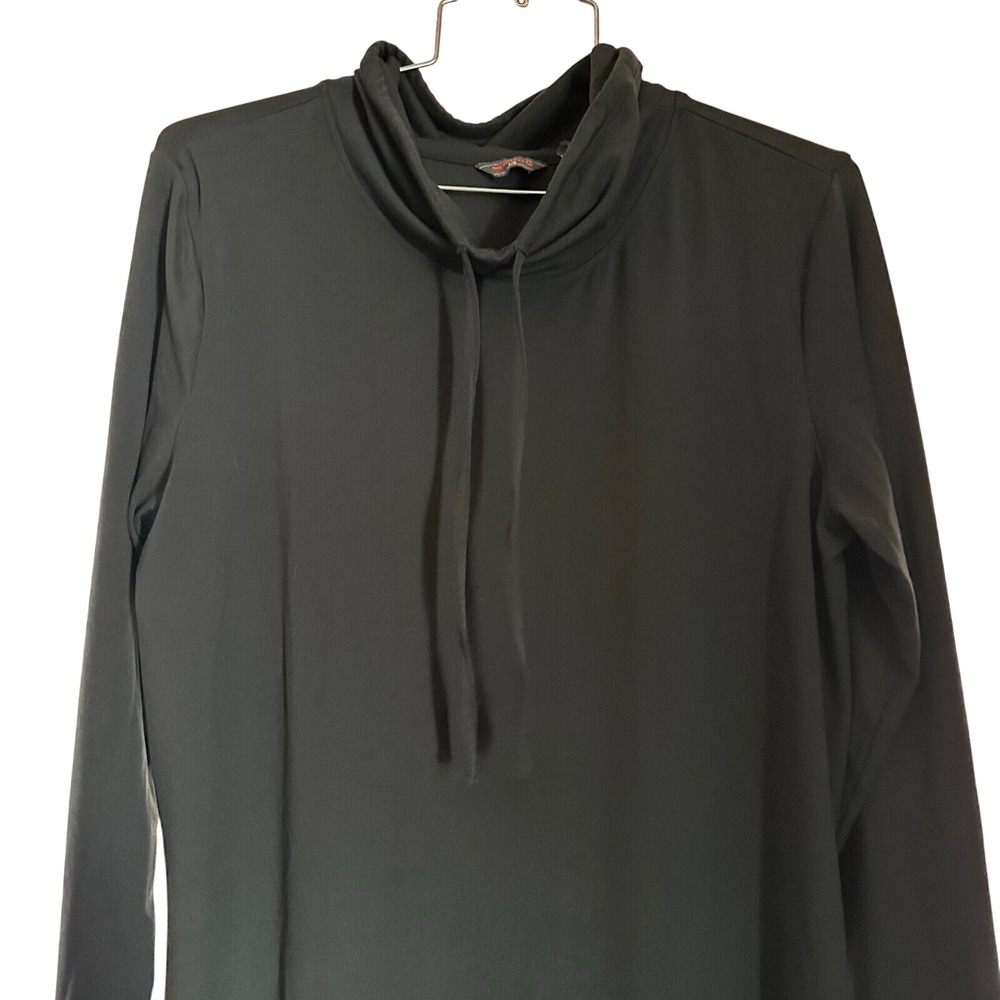 Merrell Womens Large Black Cowl Neck Long Sleeve Tunic Kangaroo Pocket Thumbhole